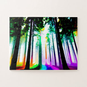 Quebra-cabeça Floresta Arco-Íris De Aquarelas Para Crianças