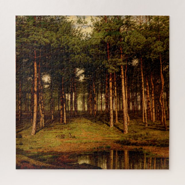Quebra-cabeça Floresta de Abetos em Putte com Coelhos Jean Lamor (Vertical)