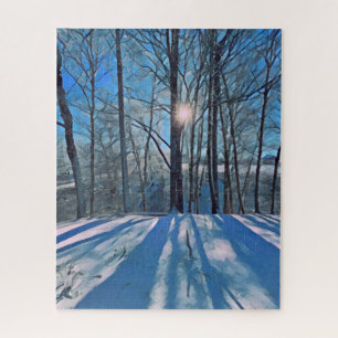 Quebra-cabeça Floresta de Cena de Inverno com Paisagem de Neve
