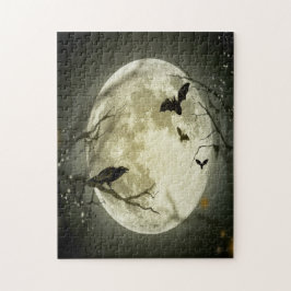 Quebra-cabeça Floresta de Halloween, Morcegos, Paisagem