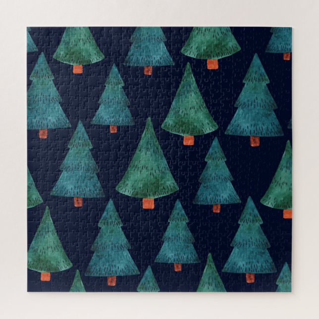 Quebra-cabeça Floresta Emerald: Aquarela de Natal (Vertical)