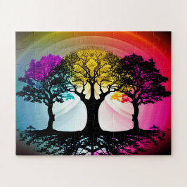 Quebra-cabeça Floresta Multicolorida De Arte Silhueta Para Crian
