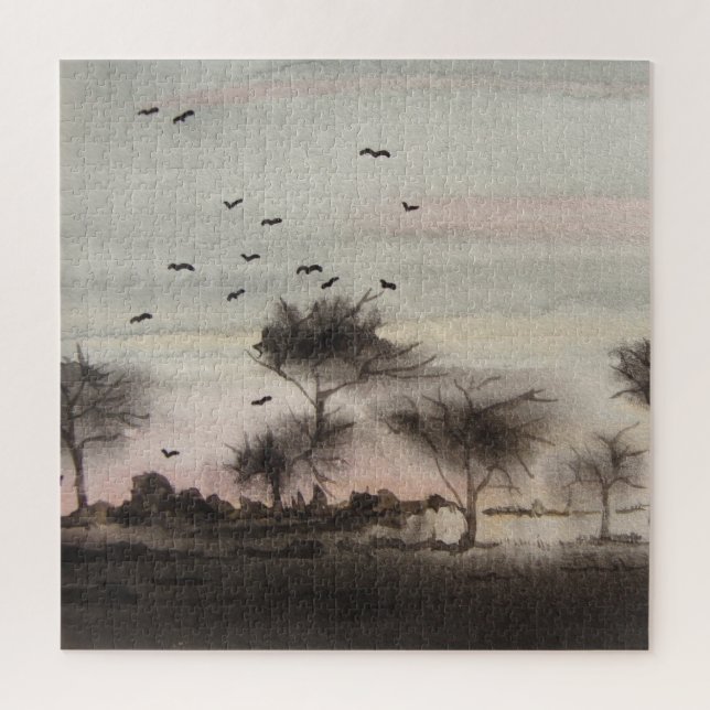 Quebra-cabeça floresta russa outono Paisagem solar (Vertical)