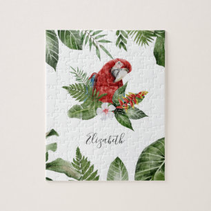 Quebra-cabeça Floresta Tropical Arara Escarlata Nome Personaliza