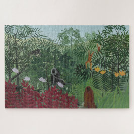 Quebra-cabeça Floresta Tropical com Macacos e Cobra (Rousseau)