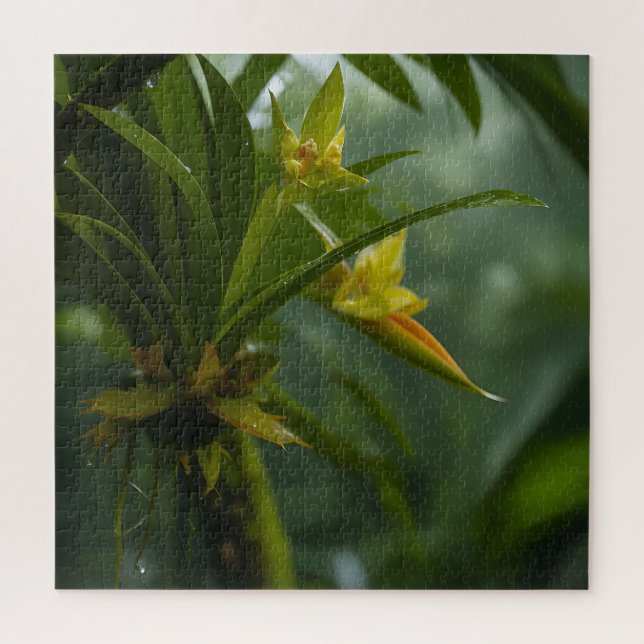 Quebra-cabeça Floresta Tropical de Orquídeas Amarelas (Vertical)