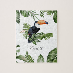 Quebra-cabeça Floresta Tropical Tucano Fofo Nome Personalizado