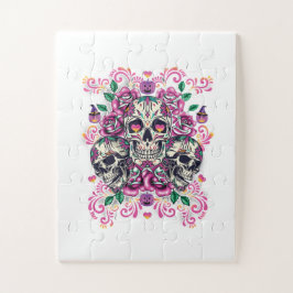 Quebra-cabeça Flórida do crânio, cor de água do esqueleto rosa,