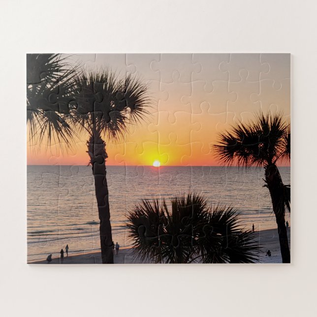 Quebra-cabeça Florida Sunset enquadrado por Palm Trees (Horizontal)