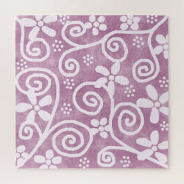 Quebra-cabeça Flowers Swirls Dusty Pink White Pattern Whimsical