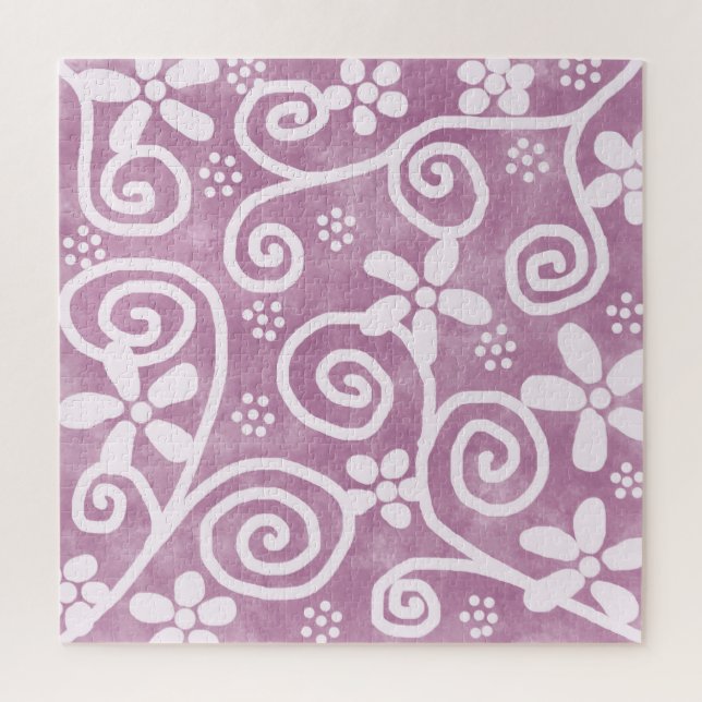 Quebra-cabeça Flowers Swirls Dusty Pink White Pattern Whimsical (Vertical)