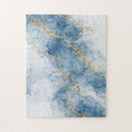 Quebra-cabeça Fluxo Abstrato Brilhante Azul Dourado Elegante