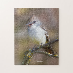 Quebra-cabeça Flycatcher sorridente e ameaçada de cinzas no ramo