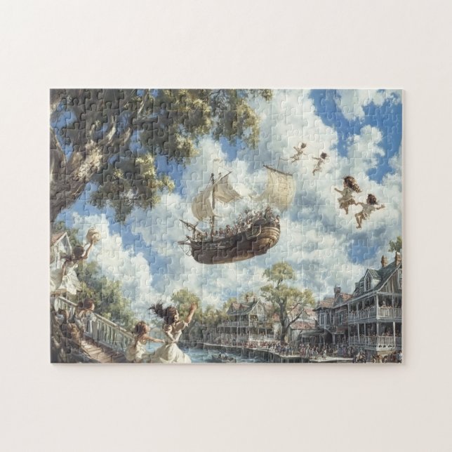Quebra-cabeça Flying Ship Whimsical Sky Voyage Adventur (Horizontal)