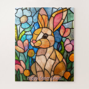 Quebra-cabeça fofo de coelho de Páscoa em vitral