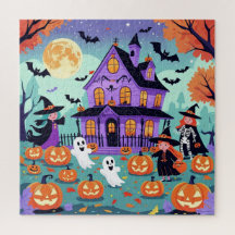 Quebra-cabeça Fofo de Halloween – Casa Assombrada,