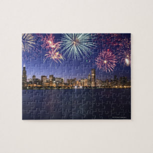 Quebra-cabeça Fogos-de-artifício sobre a skyline 2 de Chicago