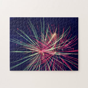 Quebra-cabeça Fogos de artifício verdes e rosa