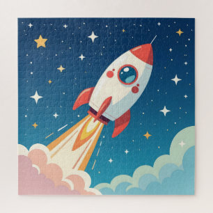 Quebra-cabeça Foguete espacial fofo decolando