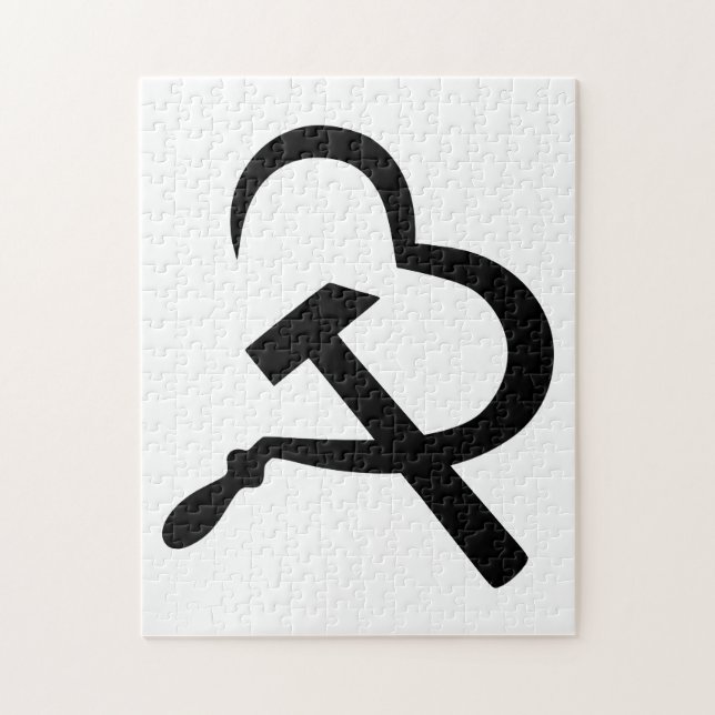 Quebra-cabeça Foice e Martelo, Coração, Amor, Comunismo (Vertical)