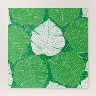Quebra-cabeça Folha abstrato tropical, pintura artística.