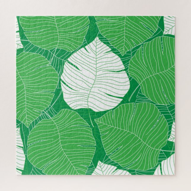 Quebra-cabeça Folha abstrato tropical, pintura artística. (Vertical)