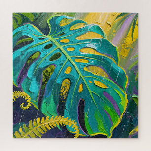 Quebra-cabeça Folha de Monstera Selva Chuva