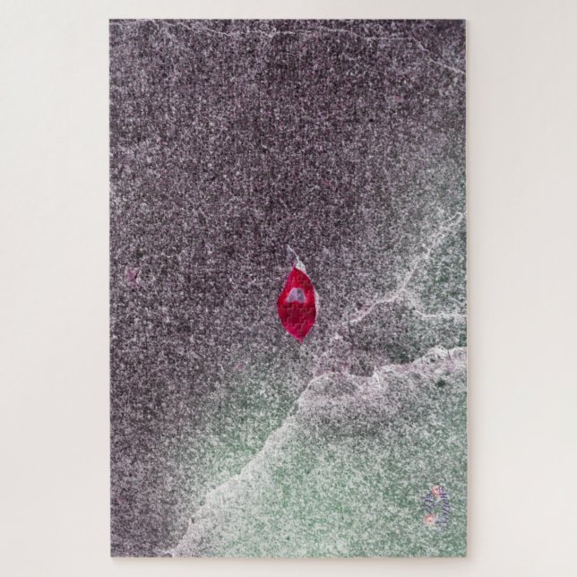 Quebra-cabeça Folha Vermelha com Areia Espetada (Vertical)