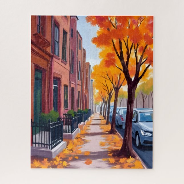 Quebra-cabeça Folhagem de Outono de Boston em Aquarela (Vertical)
