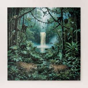 Quebra-cabeça Folhagem verde vibrante da floresta tropical jagua
