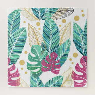 Quebra-cabeça Folhas botânicas tropicais, design de colheita con