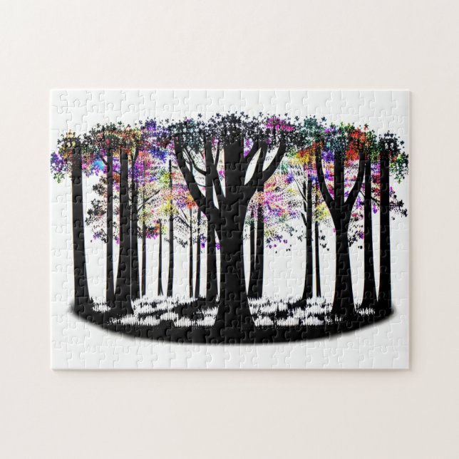 Quebra-cabeça Folhas de abstrato Rainbow na Floresta de Árvore S (Horizontal)