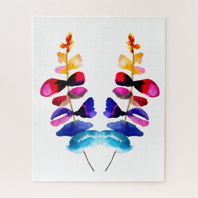 Quebra-cabeça Folhas de arco-íris fofas em aquarela (Vertical)