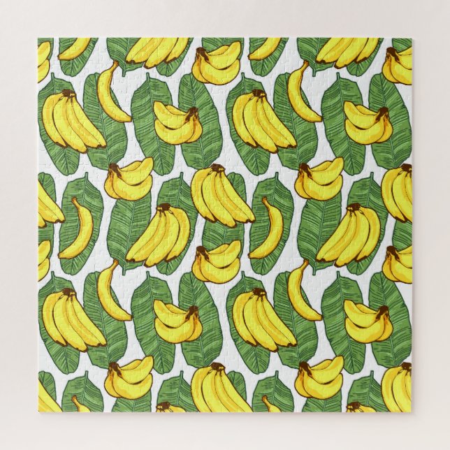 Quebra-cabeça Folhas de Banana: Padrão de Fruta Tropical (Vertical)