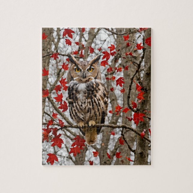 Quebra-cabeça Folhas de Coruja e Maple (Vertical)