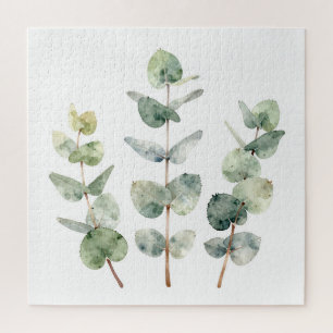 Quebra-cabeça Folhas de Eucalipto Botânico em Aquarela