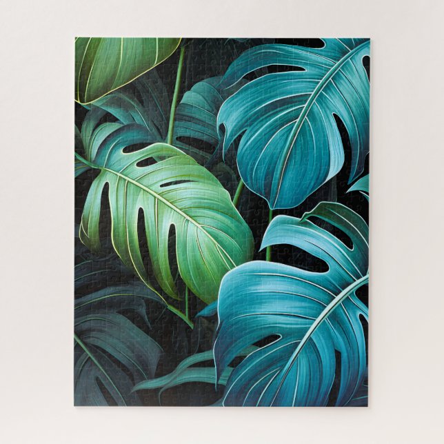 Quebra-cabeça Folhas de Monstera Botânica Folhagem Tropical da S (Vertical)