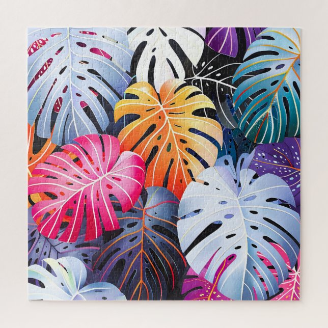 Quebra-cabeça Folhas de Monstera Tropical de Verão (Vertical)