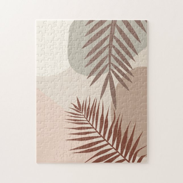 Quebra-cabeça Folhas de Palmeira, Arte Geométrica Abstrata Boho (Vertical)