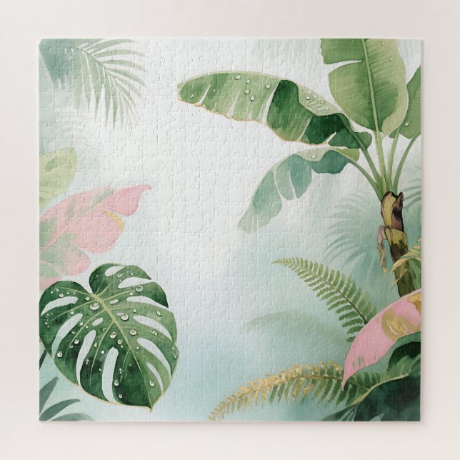 Quebra-cabeça Folhas de selva tropical aquarela (Vertical)