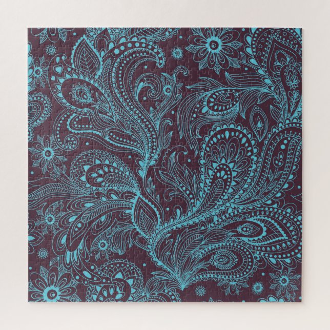 Quebra-cabeça Folhas Decorativas: Fundo de padrões sem costura (Vertical)
