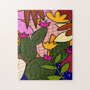 Quebra-cabeça Folhas e flores abstrato tropicais