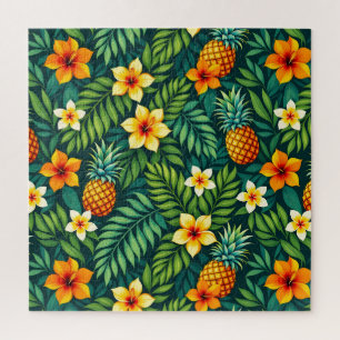 Quebra-cabeça Folhas tropicais e padrão de abacaxi