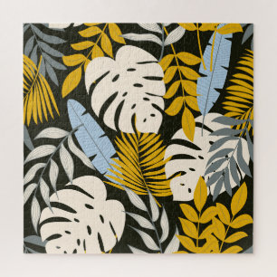 Quebra-cabeça Folhas tropicais: padrão de colheita escura.
