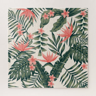 Quebra-cabeça Folhas tropicais, papel de parede de praia alegre.