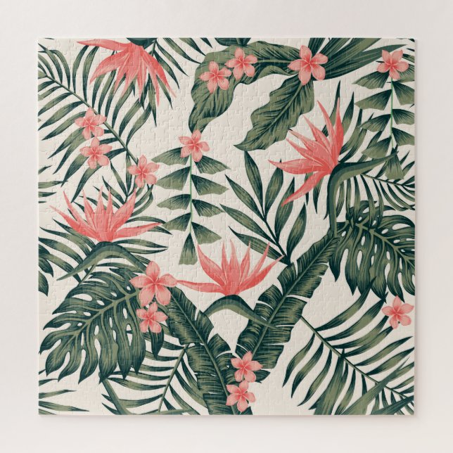 Quebra-cabeça Folhas tropicais, papel de parede de praia alegre. (Vertical)