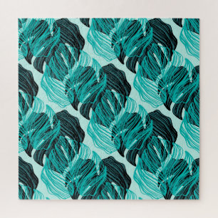 Quebra-cabeça Folhas tropicais verdes de palma design.