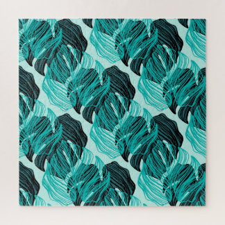 Quebra-cabeça Folhas tropicais verdes de palma design.
