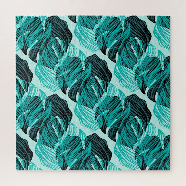 Quebra-cabeça Folhas tropicais verdes de palma design. (Vertical)