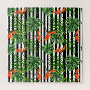 Quebra-cabeça Folhas tropicais vibrantes e Design de flores